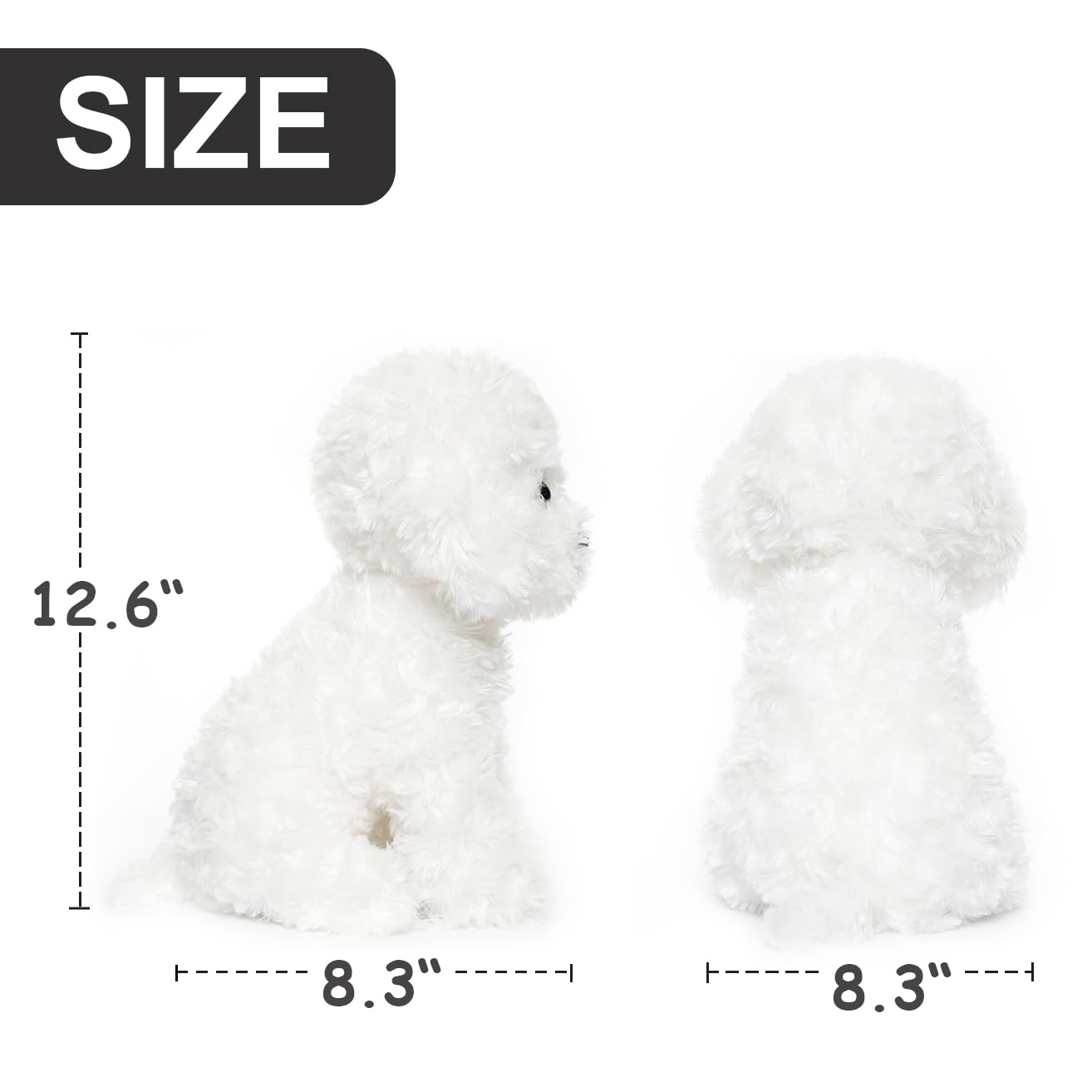 Weigedu White Toy Poodle Stuffed Animal - Bichon Frise Maltese White Labradoodle Plush Toy For Kids And Babies - Perfect Birthday & Easter Gift, 12.6'