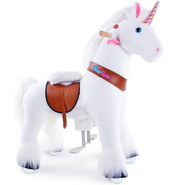 Ponycycle Unicorn Ride On Toys Riding Unicorn For Big Kids With Brake (36' Height/Size 4 For Age 4-8) Ride On Unicorn Classic Model U Mechanical Pony Birthday Gifts Plush Animal Rideable Horse Ux404