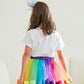 Doctor Unicorn Birthday Girls Unicorn Costume Outfit Rainbow Tutu, Unicorn T-shirt, Satin Sash, Hair Bow & Headband Rainbow/Whit