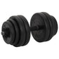 vidaXL Dumbbell Set with Metal Bars - Variably Adjustable Weight (upto 33.1lb each), Anti-Slip Handles, Robust Plastic-Covered W