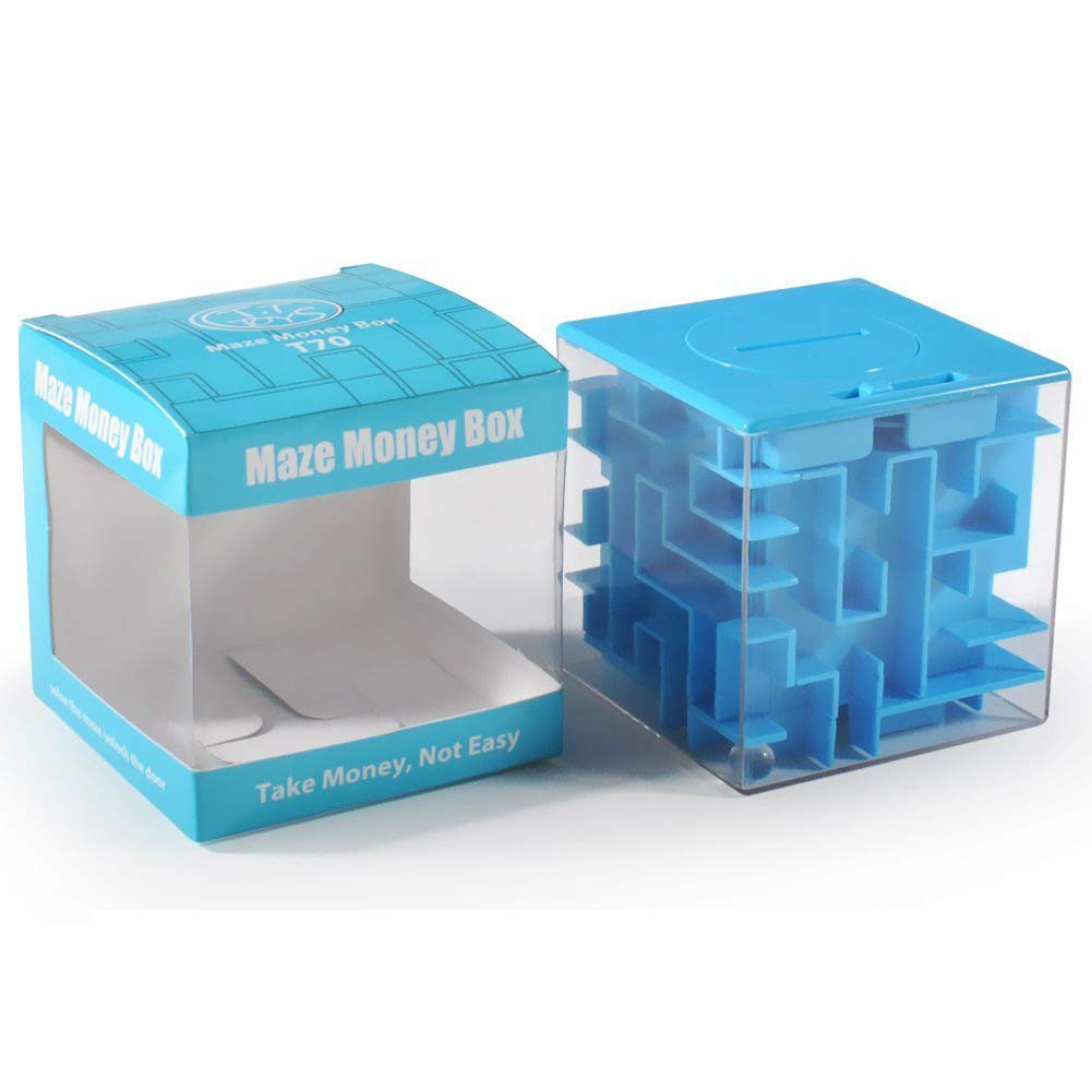 Trekbest Money Maze Puzzle Box - A Fun Unique Way To Give Gifts For Kids And Adults (Blue)