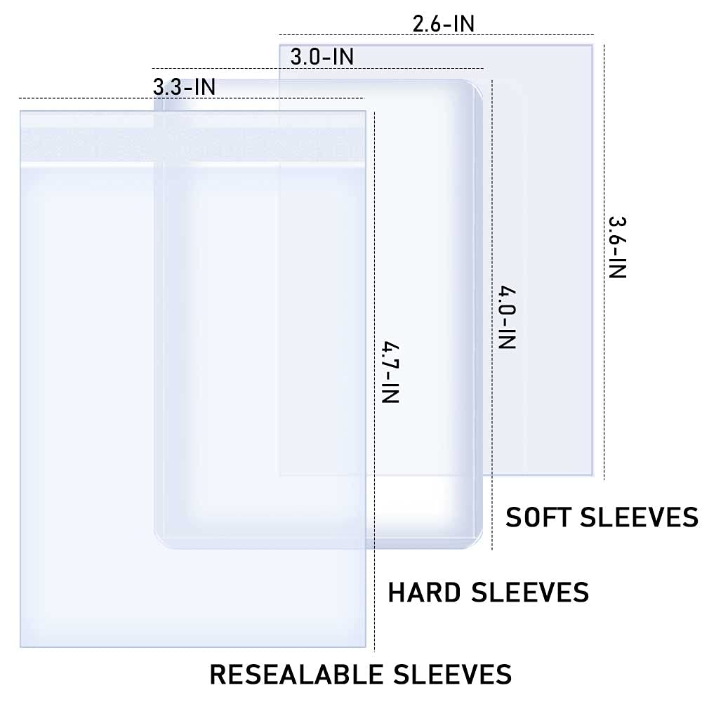 200 Ct Toploaders Cards Sleeves For Trading Cards, 3 X 4 Top Loaders Baseball Card Protectors Holder Hard Plastic Case Fit For Football, Game Card (200 Toploaders + 400 Penny Card Sleeves)