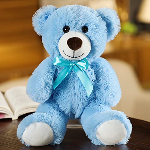 Shafish Plush Teddy Bear Cute Stuffed Animal Bear With Bow Plush Toys Gift For Kids And Girls 35Cm/13.8 Inches (Blue)