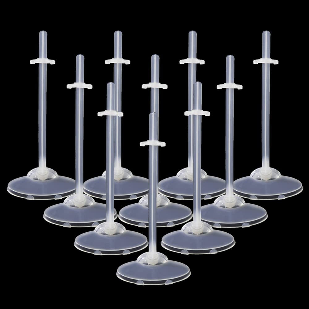 Ucanaan 10 Pcs Doll Stands Display Holder For 11.5 Inch Dolls White Transparent Model Support Frame Prop Up Girl Dolls Suitable For 11.8’’ 1/6 Dolls Accessories