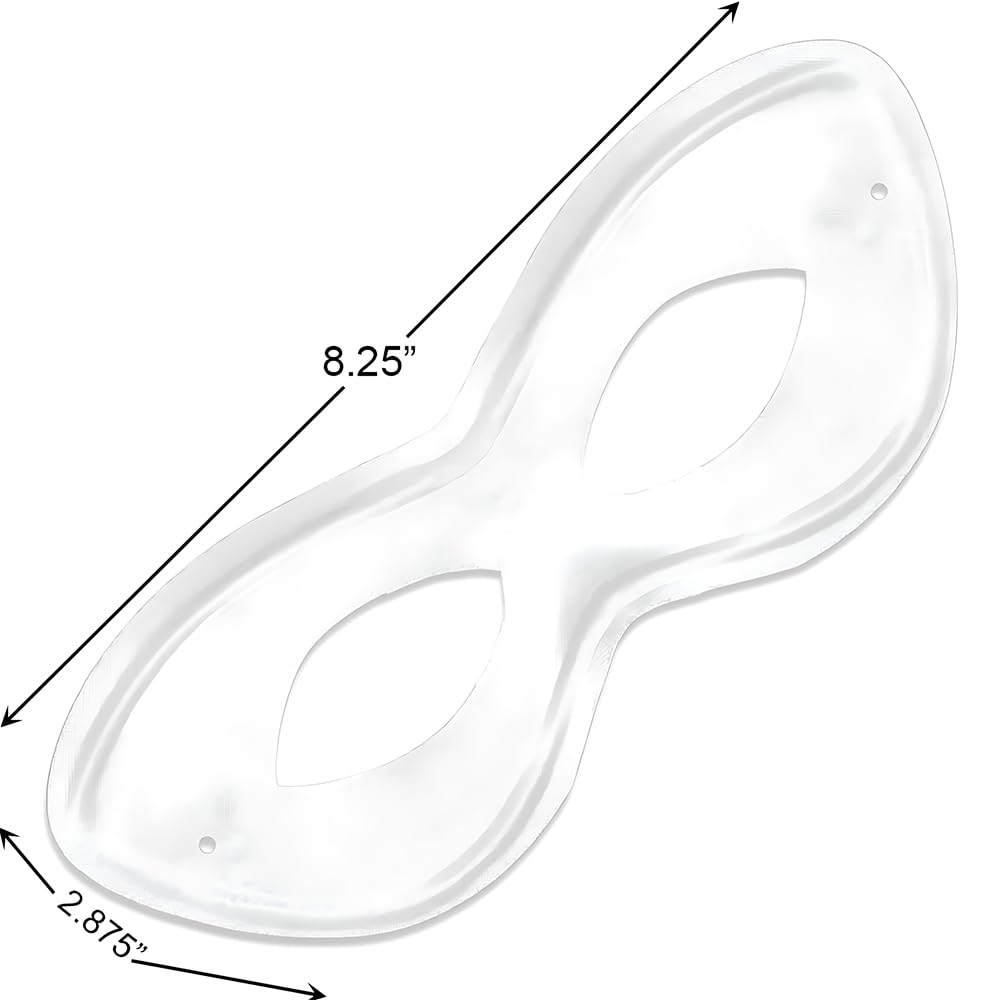 White Super Hero Fabric Eye Mask - 2.87'' x 8.25'' - Durable, Comfortable & Perfect Fit - Ideal for Parties, Cosplay & More