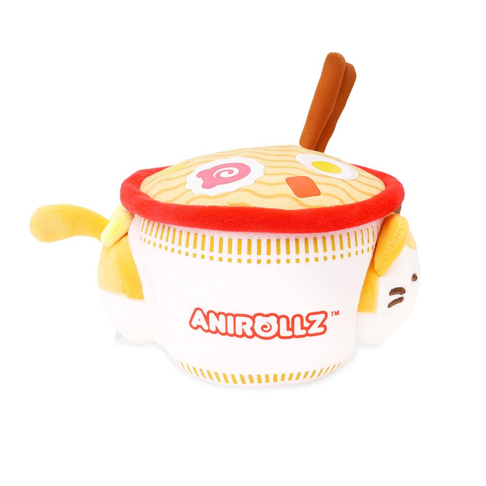 Anirollz x Nissin Cup Noodles Bowl Calico Kittiroll Outfitz Plush - Adorable Collectible Plush Toy in Ramen Cup Costume
