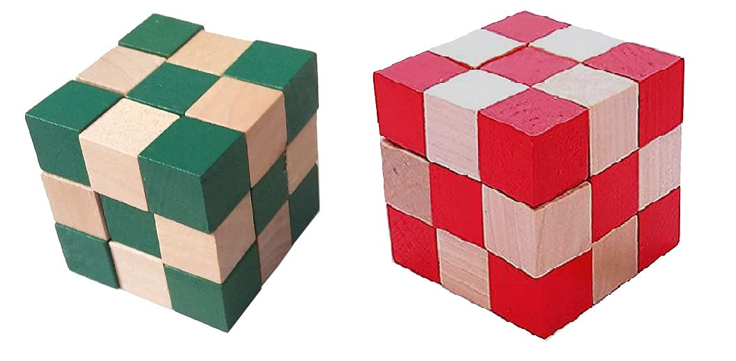 Kingsman store Wooden Toys Snake Cube Toys Combo Pack Increase Brain Power Game Dice Mix Puzzle for Kids Color  Multi Color (Pa