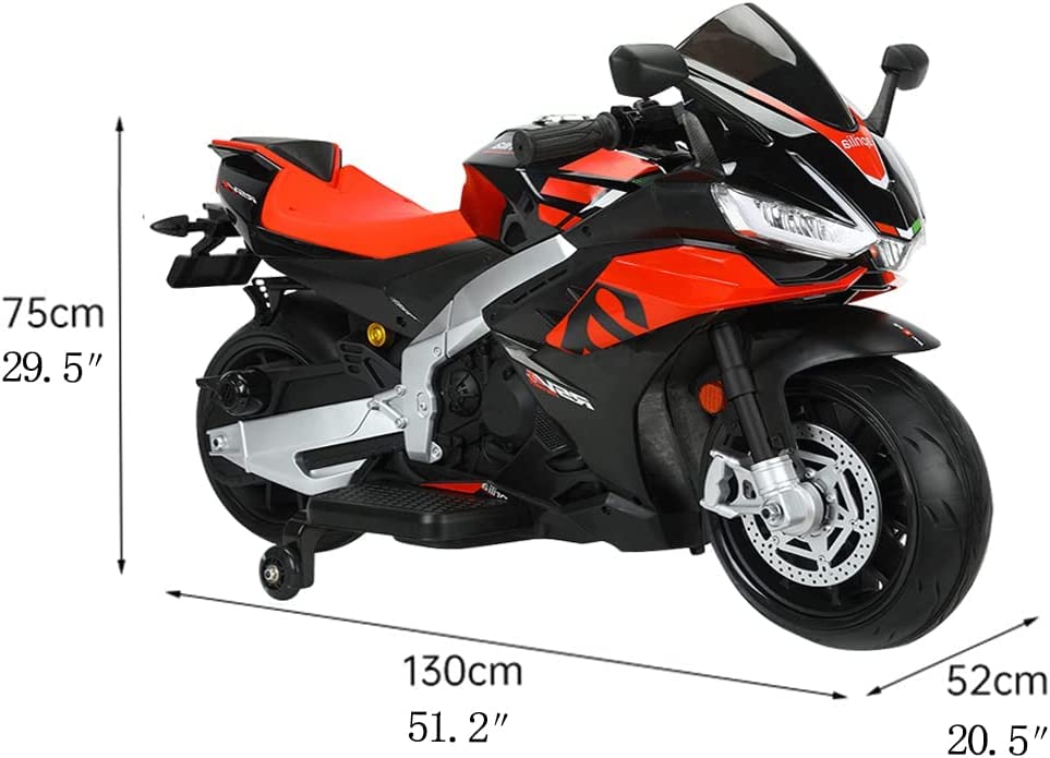24V Kids Motorcycle Aprilia Licensed Electric Motorcycle for Kids Top Speed to 10MPH with Long Battery Life, Thread Wheels, Trai