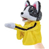 Dog Hand Puppet Toy With Movable Arms, Plush Animal Puppet Wearing Yellow Outfit