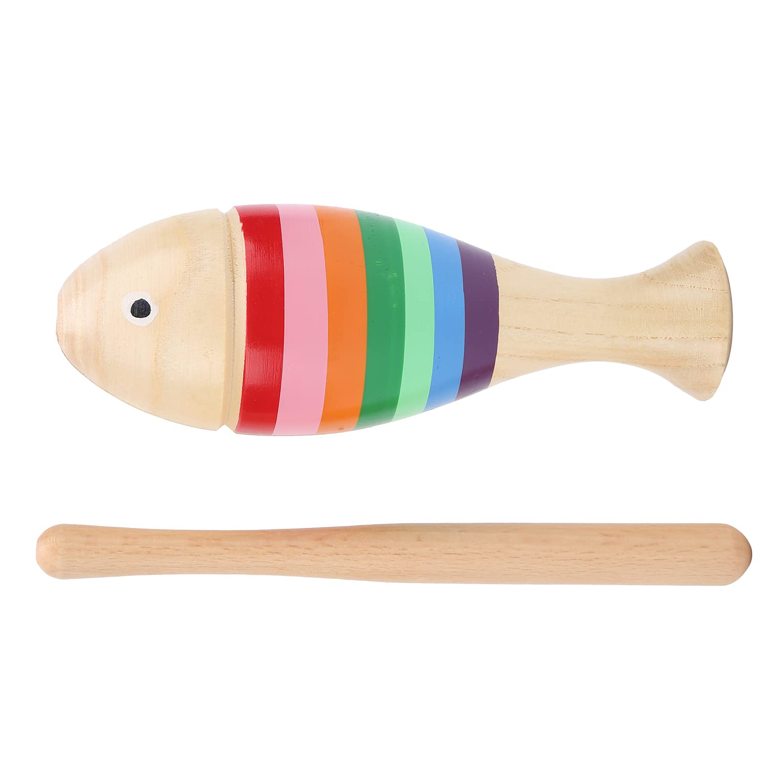 Elbme FishShaped Percussion Instrument, Maple Material Burr Free Children Music Toys Wooden Percussion Instrument Musical Instru