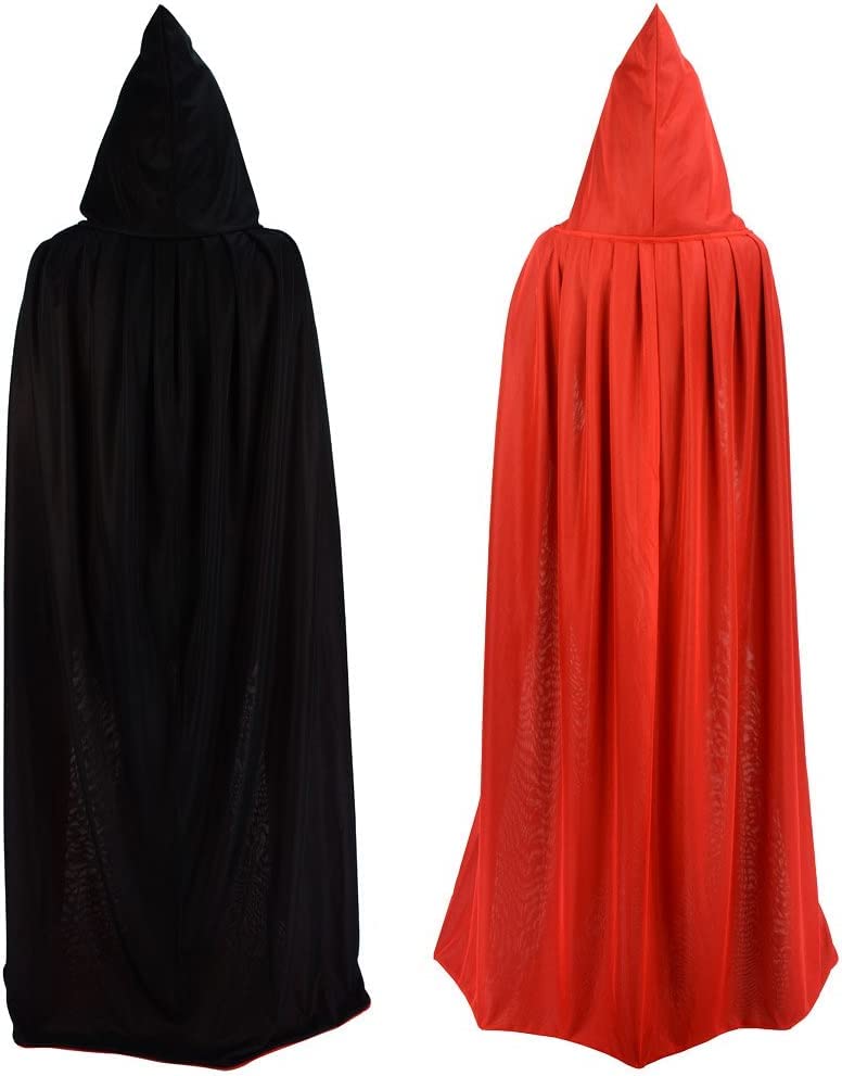 Gardeningwill Double Face 35' Red Black Hooded Cloak Goth Vampire Priate Cape Kids Children Costume