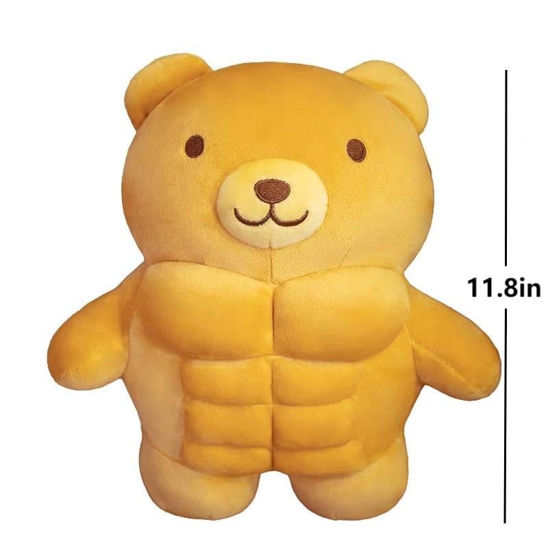 Arkdorz Muscle Teddy Bear Plush Toy,Kawaii Muscle Bear Stuffed Animal Soft Stuffed Bear For Kids Boys Girls