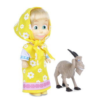 Masha And The Bear 12 Cm Toy Doll | Famous Cartoon | Ideal Gift Set For Girls Kids (Masha With Animal -Yellow)