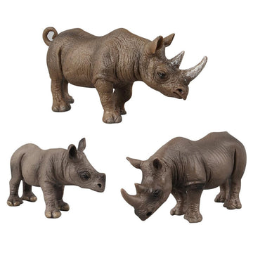 Blapnk 3 Pcs African Jungle Rhinoceros Model Figure Toy, Realistic Rhinos Figurines Collection Playset Preschool Science Educati