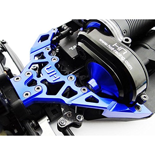 Hot Racing YET14U06 Aluminum Front Upper Chassis Bulkhead Clip (Blue) - Axial Ye