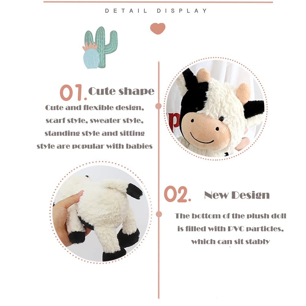 Zxmbeddings 11.8'' Small Cow Stuffed Animal,Cute Cuddle Cow Plush Party Decor Gifts For Kids
