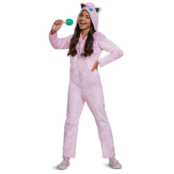 Jigglypuff Pokemon Kids Costume, Official Pokemon Hooded Jumpsuit With Microphone, Classic Size Small (4-6)