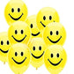 HK Balloons Round Smiley Face Helium Printed Latex Balloons (Yellow_Pack of 30)