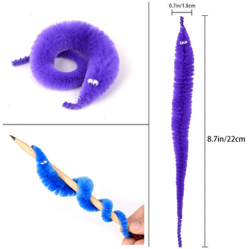 Comonc 60 Pcs Magic Twisty Worms - Wiggly Fuzzy Party Toys in Multicolor, Medium Size, Perfect for Kids' Party Supplies