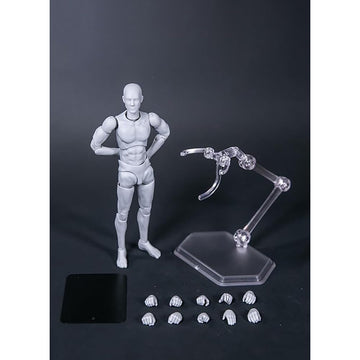 Souforce 1:12 Scale Male Figure Body 6In Flexible Grey Pocket Series Drawman Action Figure Doll Miniature Figure Collection