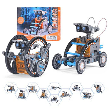 RAESOOT 12-in-1 STEM Solar Robot Toy for Ages 8-13, Blue, Plastic, Ideal Science Kit for Boys 10 Years Old, Great Birthday Gift