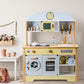 WoodenEdu Kitchen Playset for Kids Ages 3-8, Wooden Pretend Play Kitchen with Cooking Accessories, Dimensions: 38    H x 31    W