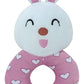Pikipo Plush Bunny Face Rattle Soft Toy With Round Handle (Pink, Toddlers)