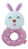 Pikipo Plush Bunny Face Rattle Soft Toy With Round Handle (Pink, Toddlers)