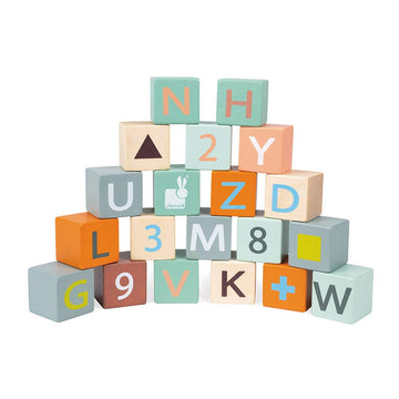 Janod Sweet Cocoon Abc Block Cart Push Toy With 20 Abc Blocks - Ages 1+ - J04408