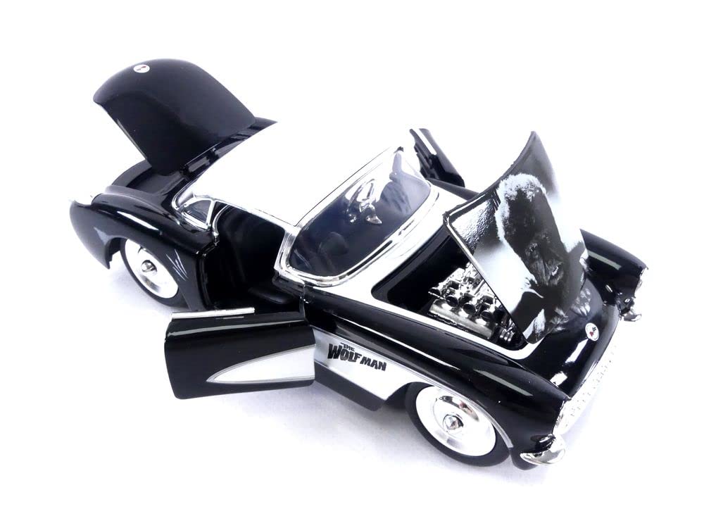Universal Monsters 1:24 1957 Chevy Corvette Die-Cast Car & 2.75'' Wolfman Figure, Toys For Kids And Adults