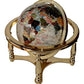 Unique Art 13' Tall 9' Diameter Pearl White Ocean Desktop 4-Leg Gold Stand Gemstone Globe