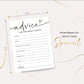 Wedding Shower Games Cards, Advice For The Happy Couple, Bridal Shower Games 25 Guests, Engagement Party Wedding Games For Guest