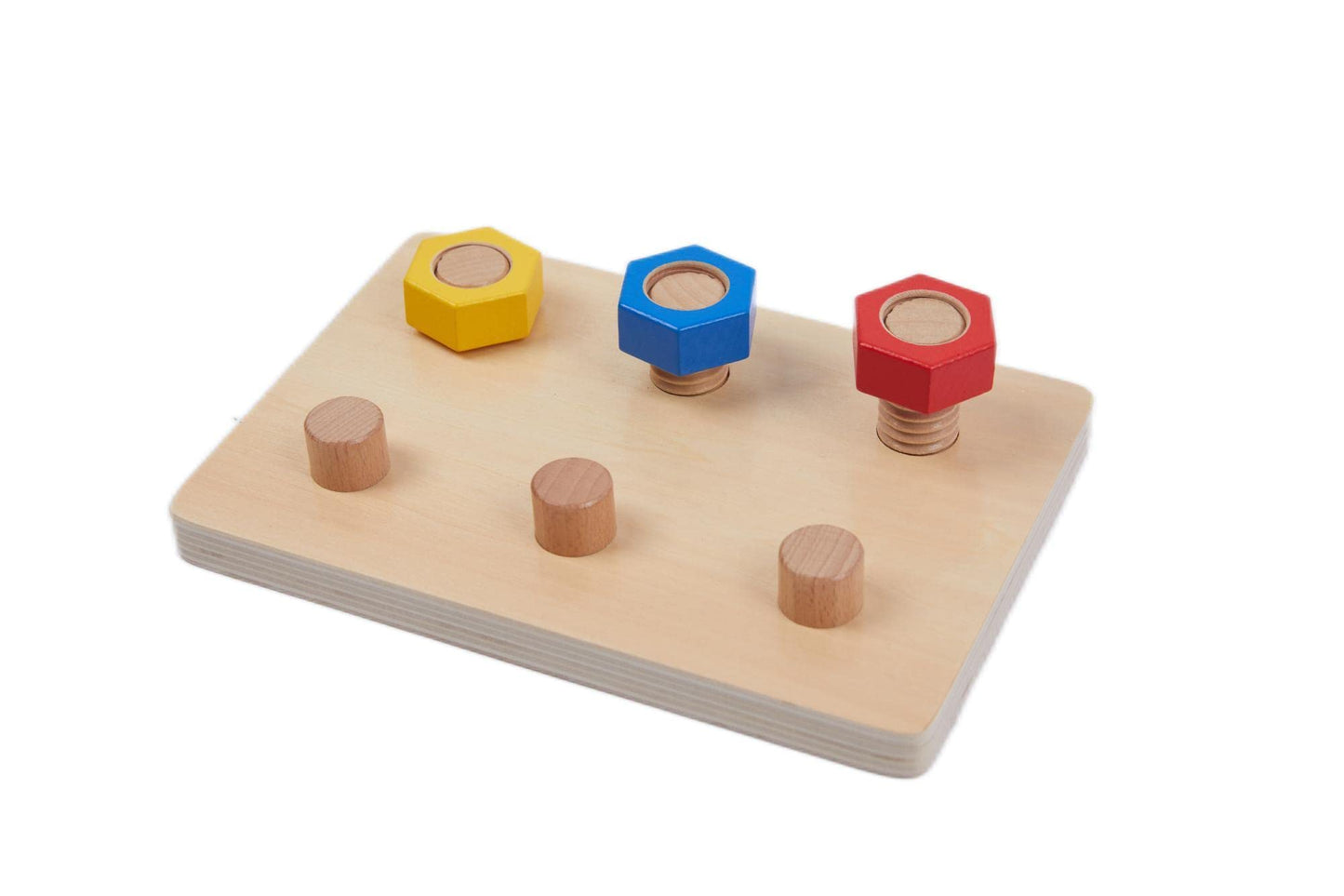Wooden Toys For Toddlers 1 2 3 Years Old Jumbo 3 Color Wooden Nuts And 6 Bolts On Board,Wooden Puzzle Stacking Toys For Occupati