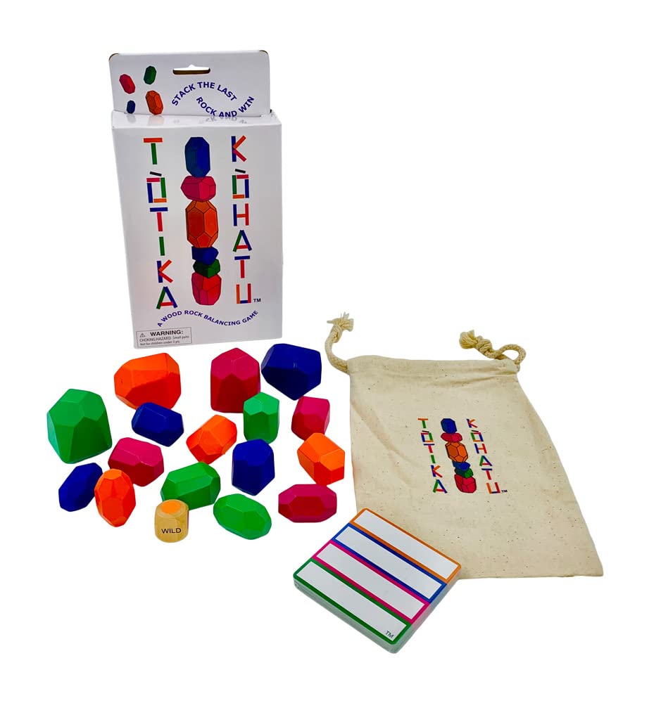 TOTIKA KOHATU Wood Rock Stacking Game - Classic Fun for All Ages