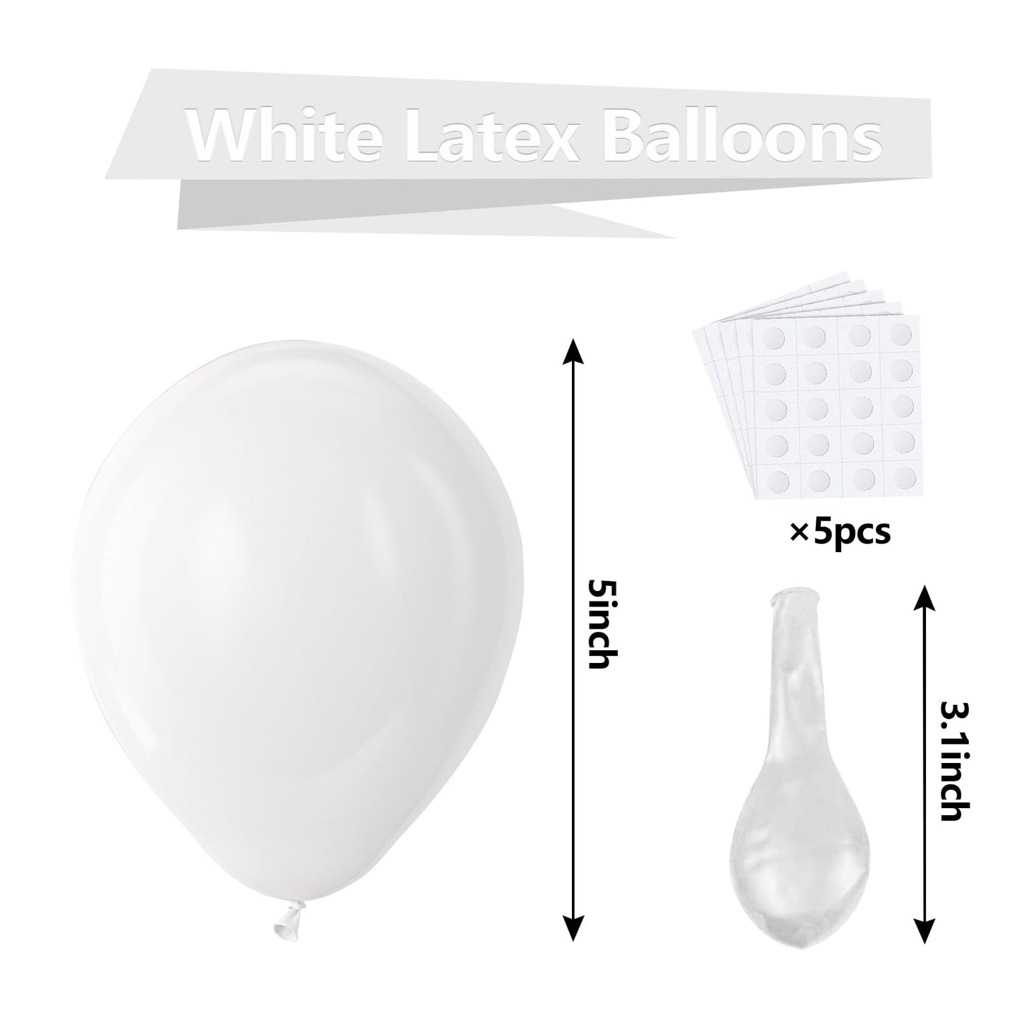Bezente White Balloons Latex Party Balloons - 150 Pack 5 Inch Matte White Helium Balloons For White Themed Wedding Birthday Baby