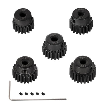 WEISHUJI 48P Pinion Gear Set, 3.175mm Shaft Hole 18T 19T 20T 21T 22T Pinion Gear with Screw Driver for Arrma HPI Kyosho Losi Axi