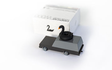 Candycar Wooden Diecast Collection - Black Swan Wagon, Premium Handcrafted Beech Wood Toy Car