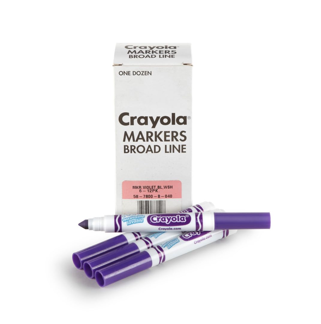 Crayola Washable Markers  Violet Purple (12ct), Kids Broad Line Markers, Bulk Markers for Classrooms & Teachers