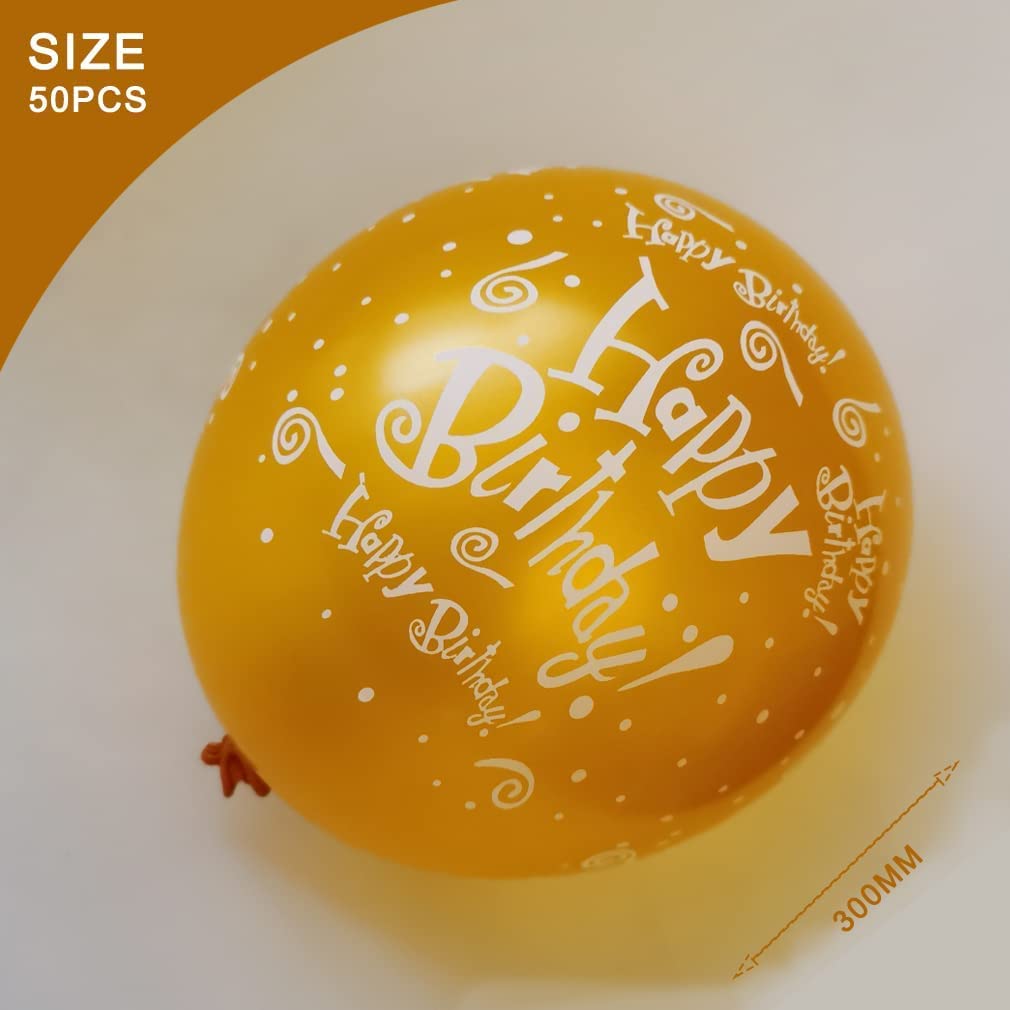 52 Pcs Black Gold Birthday Balloons With Birthday Party Pattern Children'S Birthday Balloons Decoration Suitable For Girls Boy B