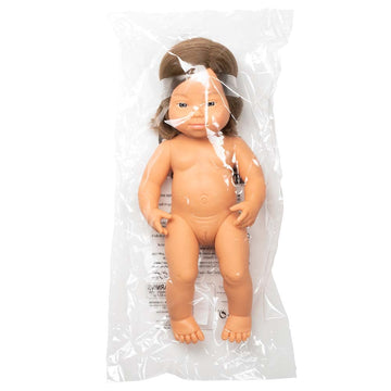 Miniland Educational Anatomically Correct 15'' Baby Doll, Down Syndrome Caucasian Girl