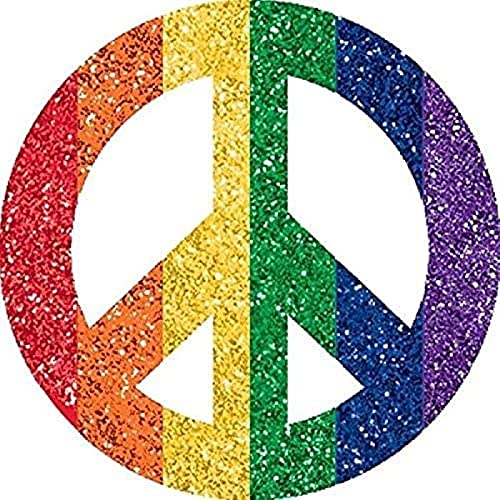 Amscan Glitter Spirit Peace Sign Accessory Body Jewelry, 1, Rainbow