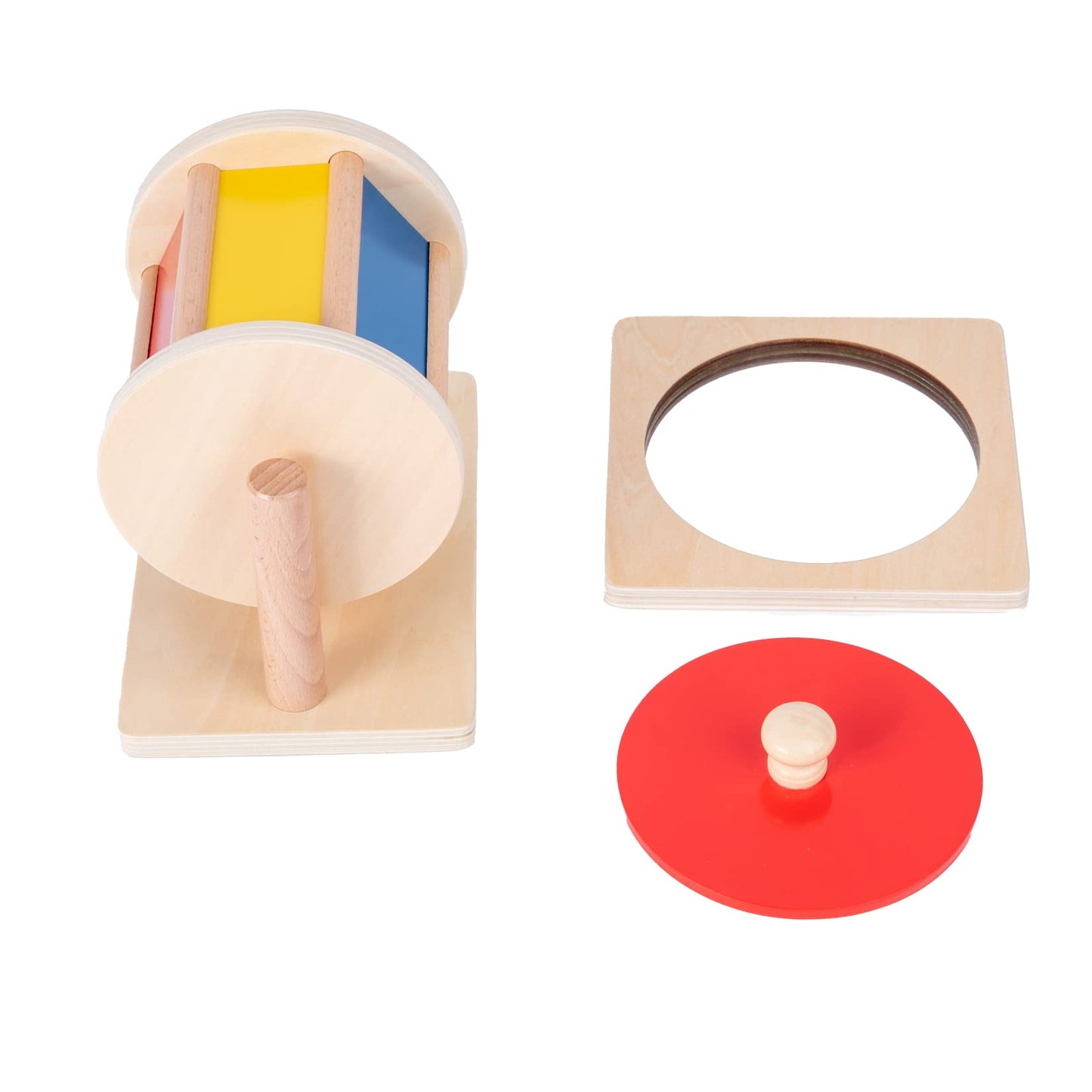 Montessori Baby Toys Play Kit - Montessori Mirror, Peekaboo, Knob Puzzle, Medium Spinning Drum - For 6-12 Months Toddlers