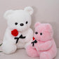 Wgxzyq 12 Inch Teddy Bear Stuffed Animal With Rose, Soft Cuddly Stuffed Plush Bear, Gifts For Kids Baby Toddlers On Baby Shower,