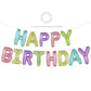 TONIFUL Happy Birthday Balloons with Ribbon Straw, 16 Inch Mylar Letters Birthday Sign Banner Bunting Reusable for Girls Boys Ki