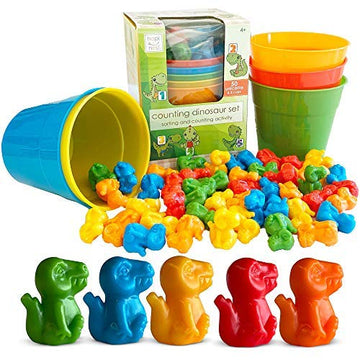 Hapinest Dinosaur Math Counters Color Sorting And Counting Activity Set - Educational Learning Games For Toddlers Preschool And Homeschool - Like Counting Bears