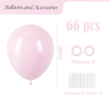 Voircoloria Light Pink Balloons, 66Pack 12Inch Pastel Pink Latex Party Balloons For Boys Girls Birthday Party, Baby Shower, Wedd