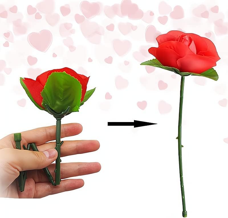 Sndperiexam 5Pcs Red Folding Rose/Rose Appearing Magic Tricks Flower Appearing Close Up Stage Street Magic