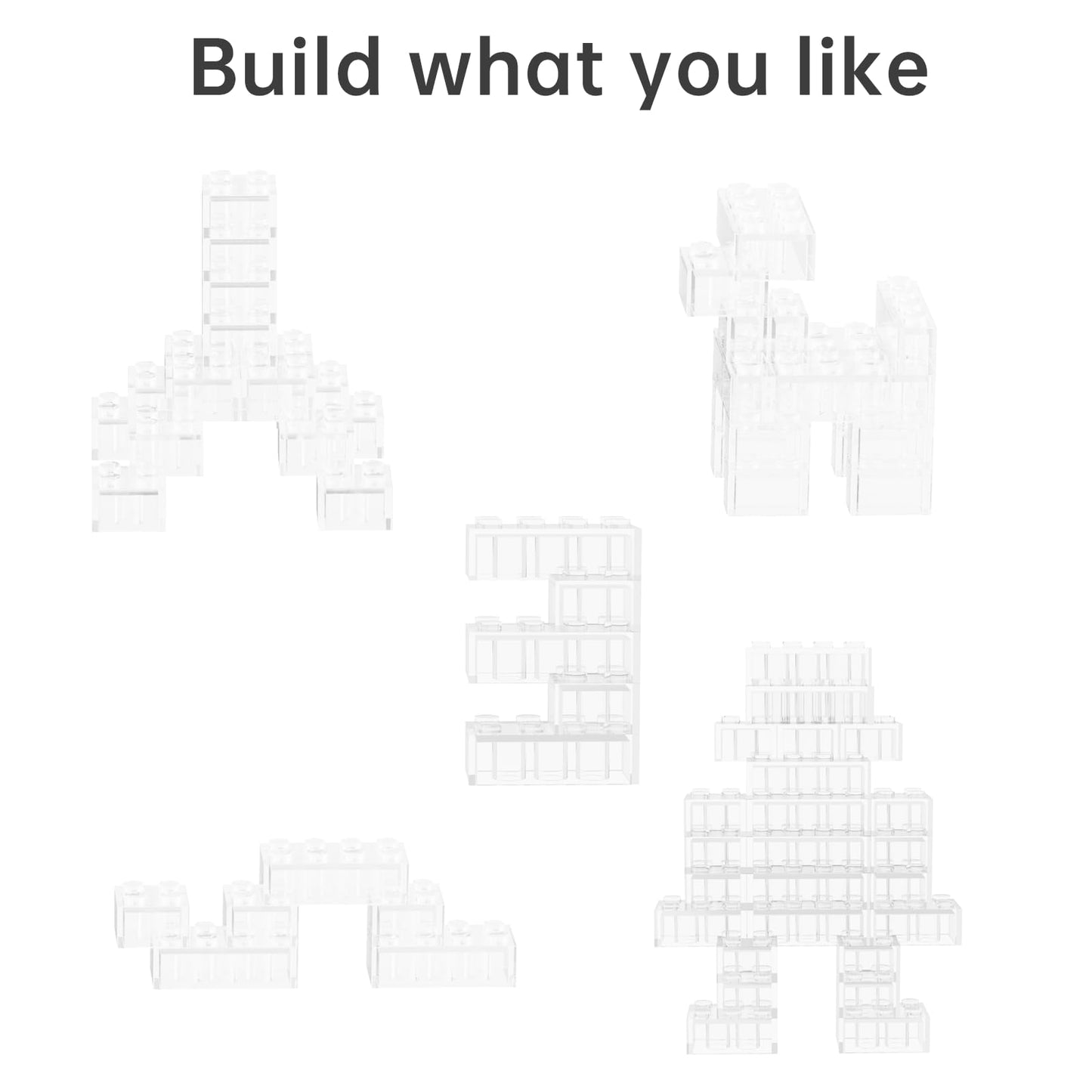 Webrick Classic Bulk Brick Block 2X4, 200 Piece Building Brick Transparent, Compatible With Lego Parts And Pieces 3001, Creative