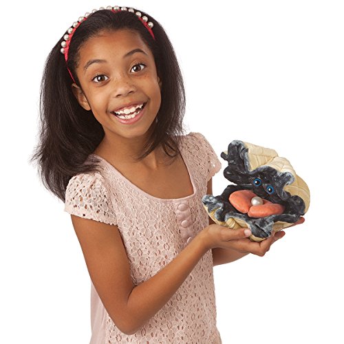 Folkmanis Giant Clam Hand Puppet Plush, Light Tan/Gray