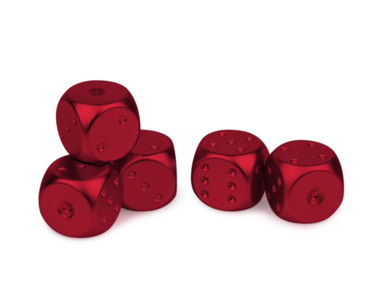 DS.DISTINCTIVE STYLE Aluminum Alloy Dice 5 Pieces 16mm Portable Metal Dices with Case 6 Sided Dice for Party Game (Red Rectangle